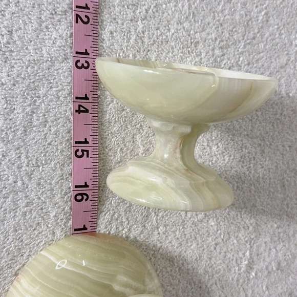 Vintage Yellow Onyx Candlestick Holders X2 - Picture 15 of 16